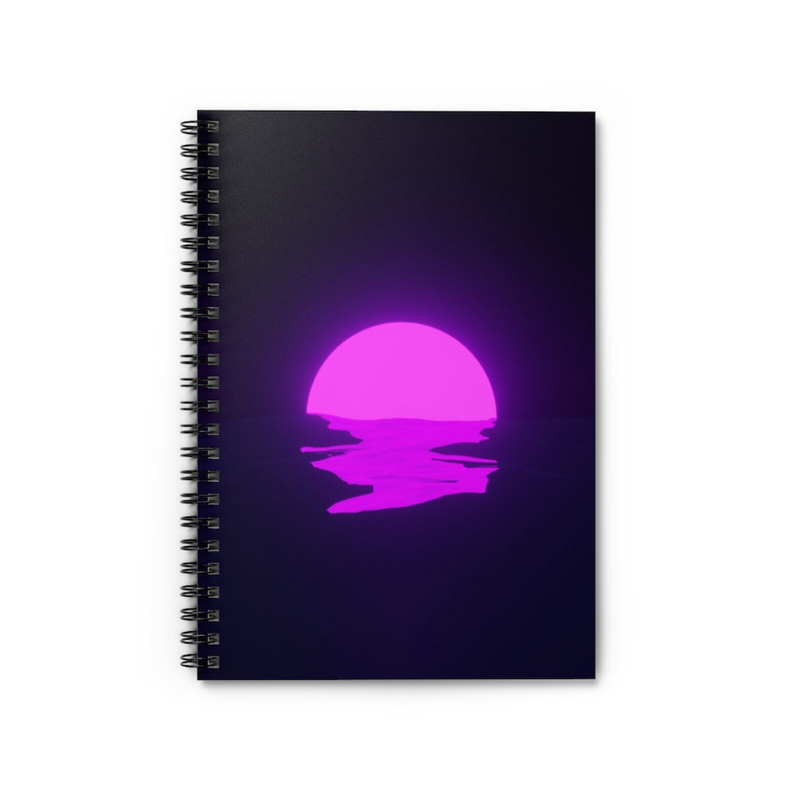 Aesthetic Vaporwave Neon Purple Sunset Sea Notebook | Retro Futuristic ...