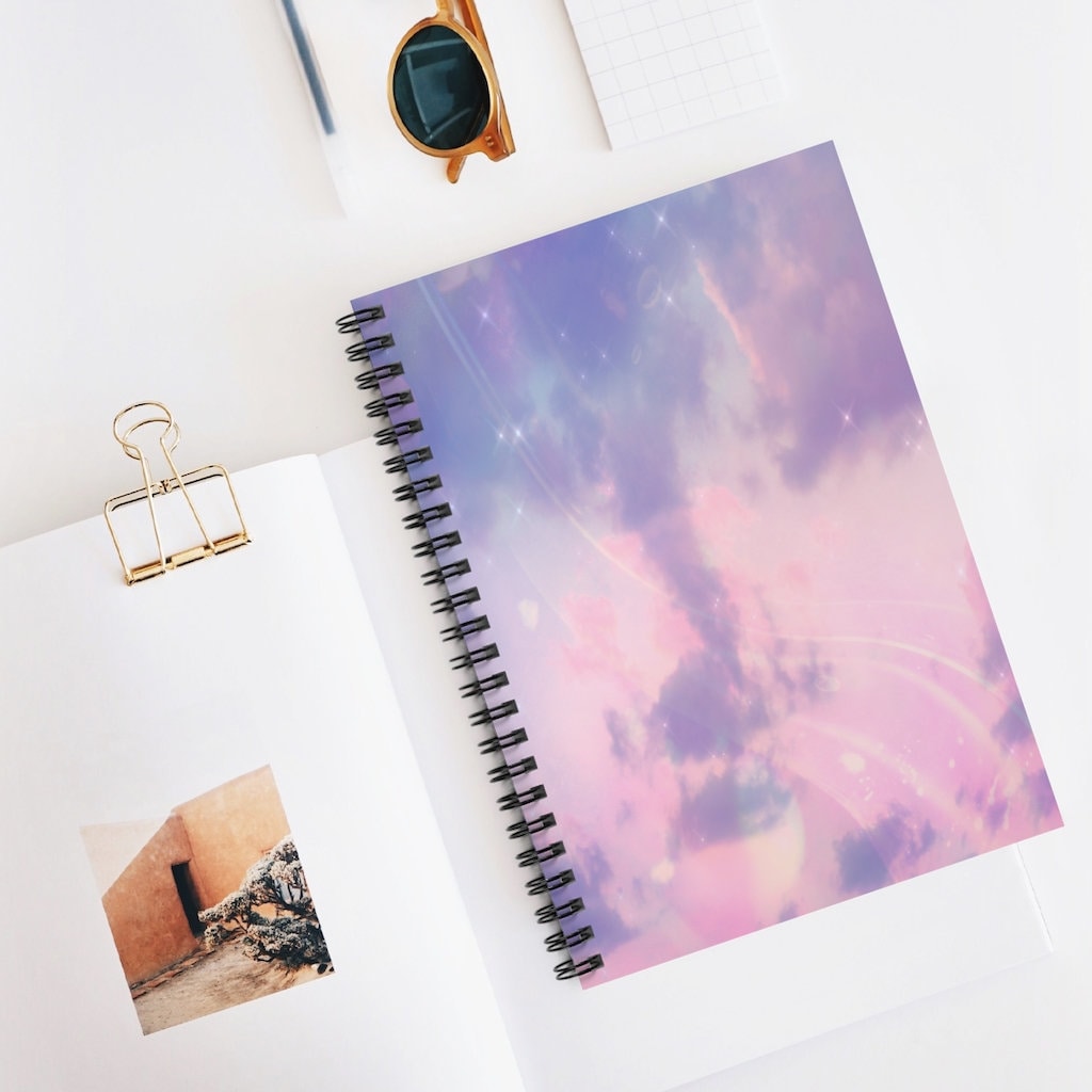 Aesthetic Notebook | Pink Purple Sky Spiral Notebook | Soft