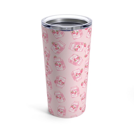 Kawaii Strawberry Milk Tumbler 20oz Cute Pink Kawaii Strawberry