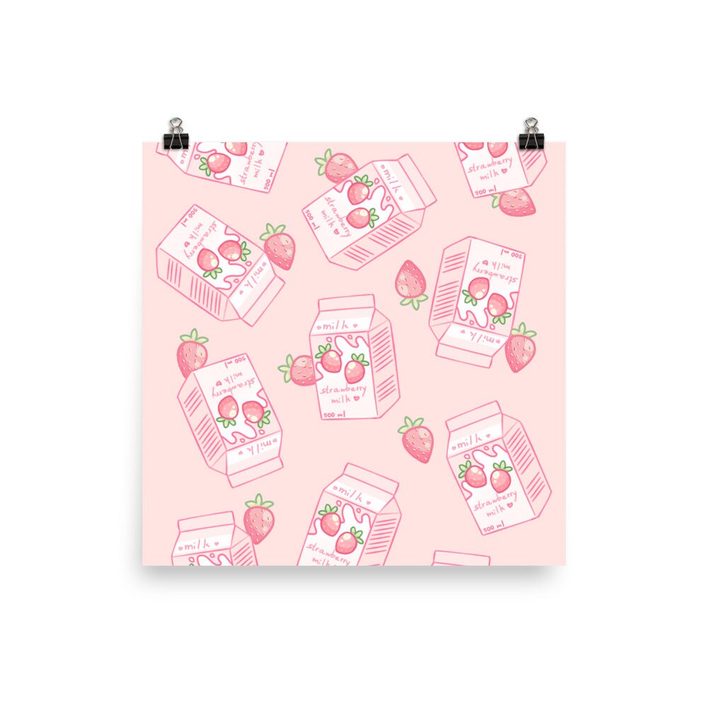 Strawberry Cow kawaii Poster for Sale by MayBK