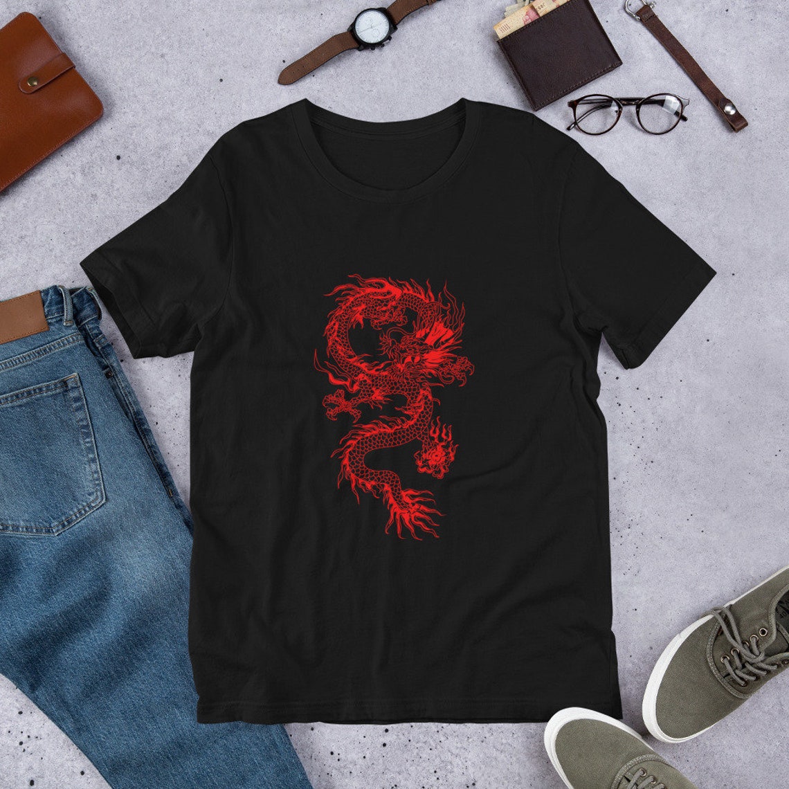 Japanese Dragon Shirt Red Dragon T-shirt Traditional Japan - Etsy