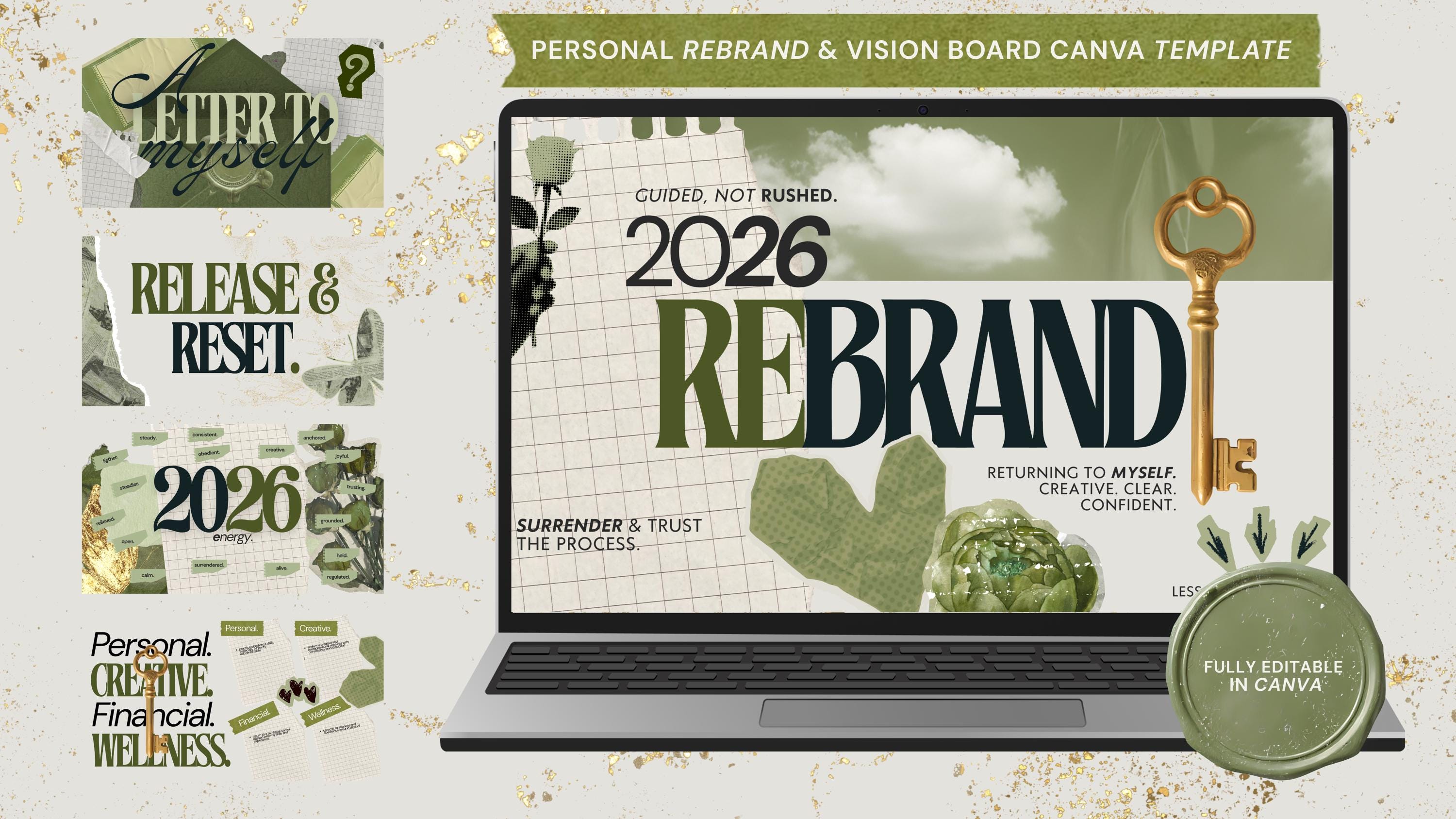 Personal Rebrand and Vision Board Template 2026 | Canva Year Reset ...