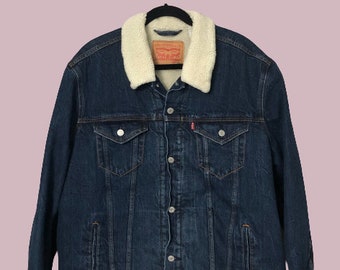 dark sherpa denim jacket