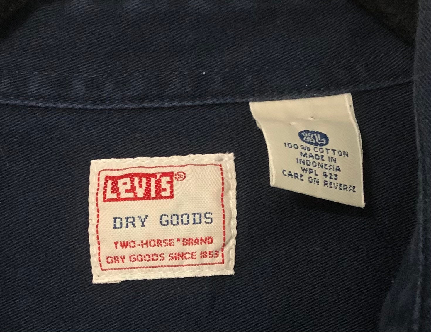 Vintage Levi's Dry Goods Heavy Dark Navy Button Up XL | Etsy
