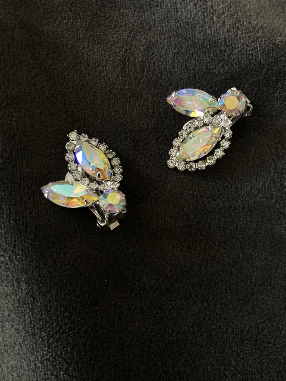 AB clip earrings signed Weiss - navette marquise … - image 2