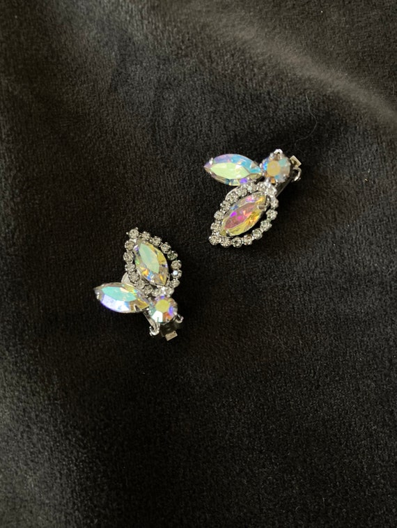 AB clip earrings signed Weiss - navette marquise … - image 3