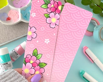 BOOKMARK Sakura Cherry Blossoms themed with Pink Background by Michelle Coffee