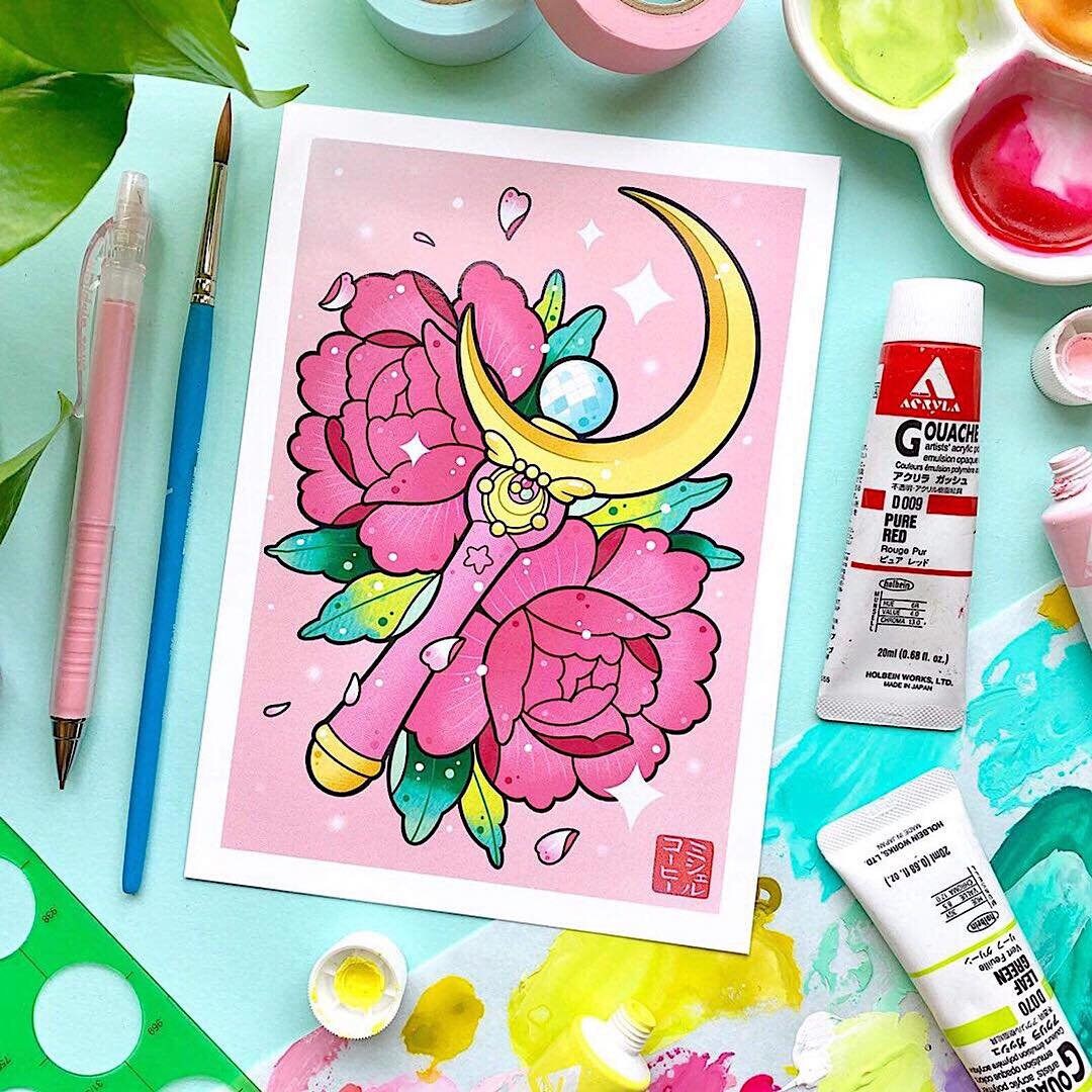 Magical Girl Wand Anime Kawaii Tattoo Flash Moon Cute Scout Etsy Magical Girl Wand Anime Kawaii Tattoo Flash Moon Cute Scout Etsy