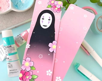BOOKMARK Anime Bathhouse Spirit and Cherry Blossoms by Michelle Coffee