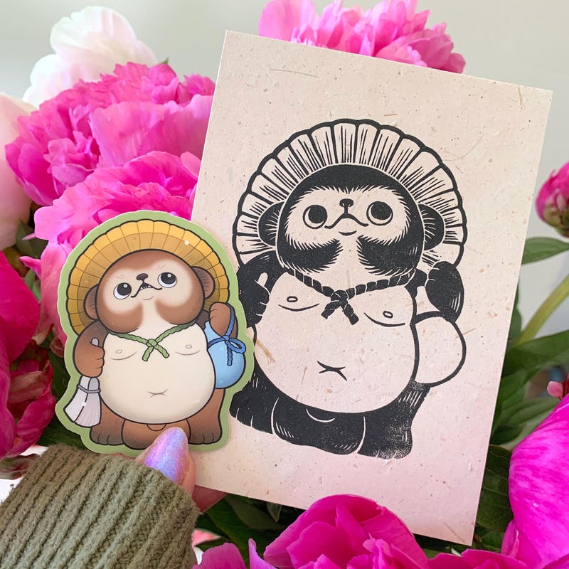Cute Linocut Bunny - Etsy