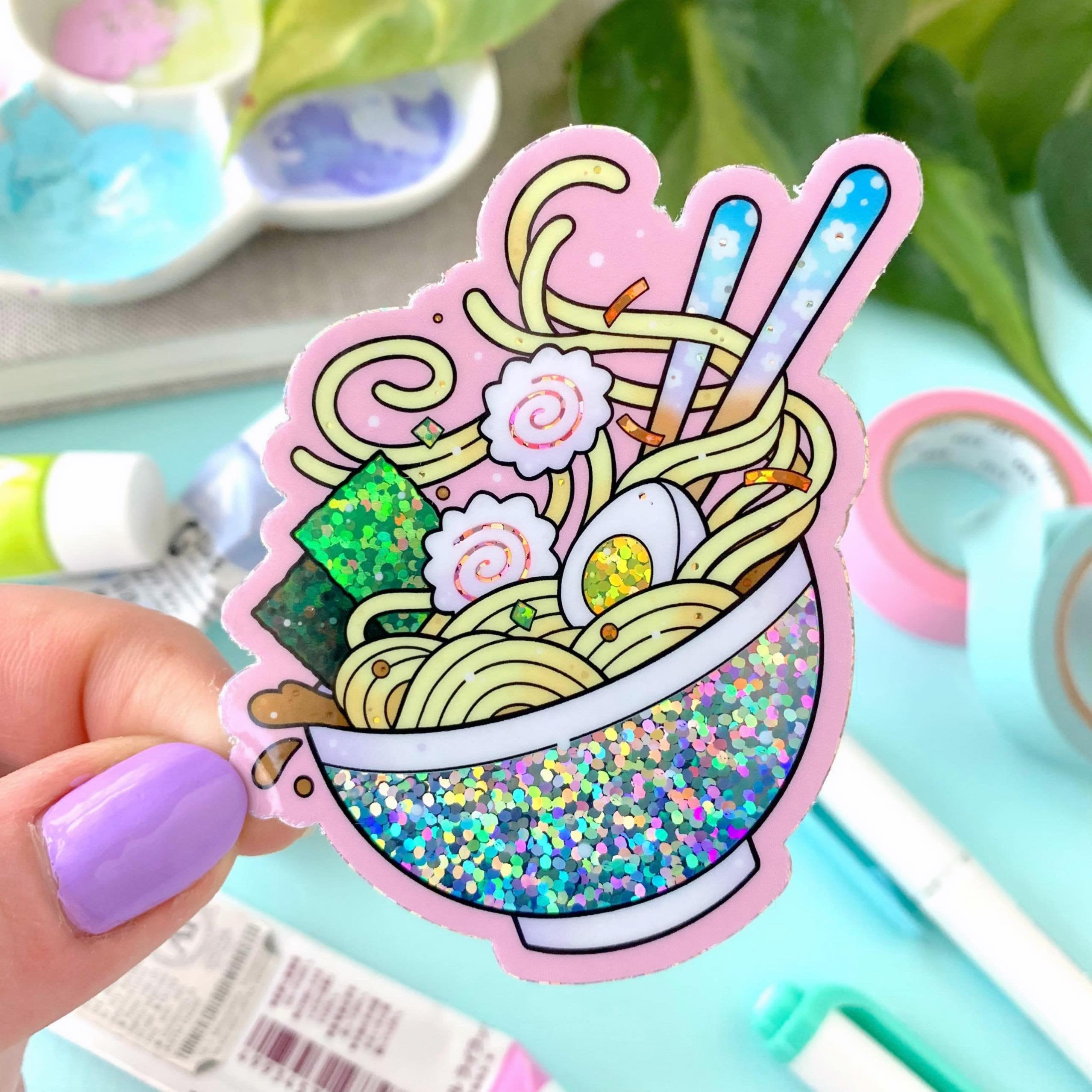GLITTER Japanese Ramen Noodle Bowl STICKER by Michelle Coffee