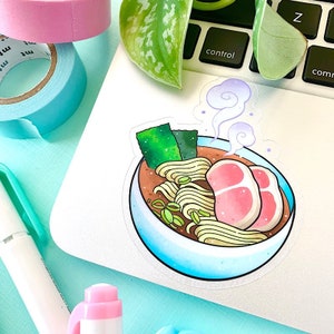 CLEAR Japanese Ramen Noodle Miso Shoyu Bowl Food STICKER by Michelle Coffee