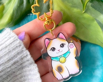 ACRYLIC CHARM Lucky Cat Maneki Neko by Michelle Coffee