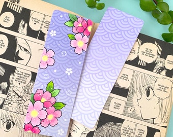 BOOKMARK Sakura Cherry Blossoms themed with Purple Background by Michelle Coffee