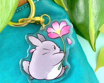 ACRYLIC CHARM Anime Forest Bear and Flower by Michelle Coffee