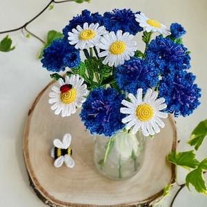 Cornflower Crochet Pattern PDF, Blue Flower Tutorial, Realistic Wildflower, Floral Home Decor, English Only image 9