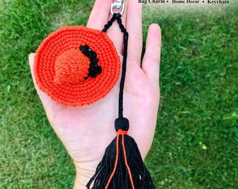 Witch Hat and Broom Crochet Pattern – Halloween Keychain, Bag Charm, Amigurumi PDF (English)