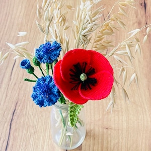 Cornflower Crochet Pattern PDF, Blue Flower Tutorial, Realistic Wildflower, Floral Home Decor, English Only image 7