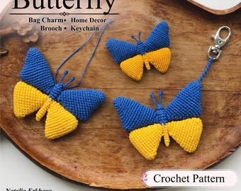 Butterfly Crochet Pattern – Brooch, Keychain, Bag Charm – Summer Accessory – English PDF Tutorial