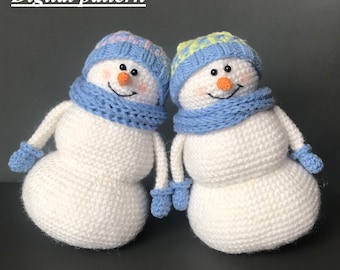 Digital crochet pattern Snowman (includes knitted Cap and Scarf)