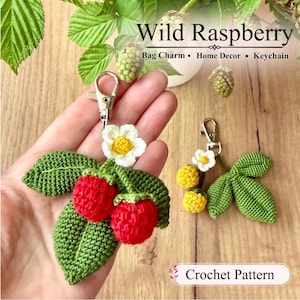 Virkmönster för nyckelringar med vildhallon, bärväska-berlock, amigurumi-handledning, sommaraccessoar, engelsk PDF