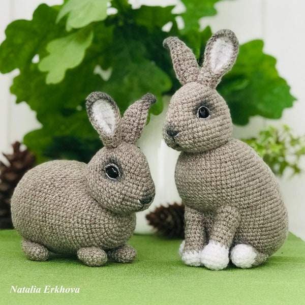 Digital crochet pattern Two rabbits. Amigurumi toys