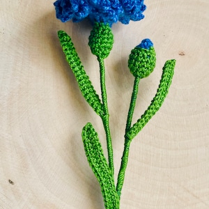Cornflower Crochet Pattern PDF, Blue Flower Tutorial, Realistic Wildflower, Floral Home Decor, English Only image 6