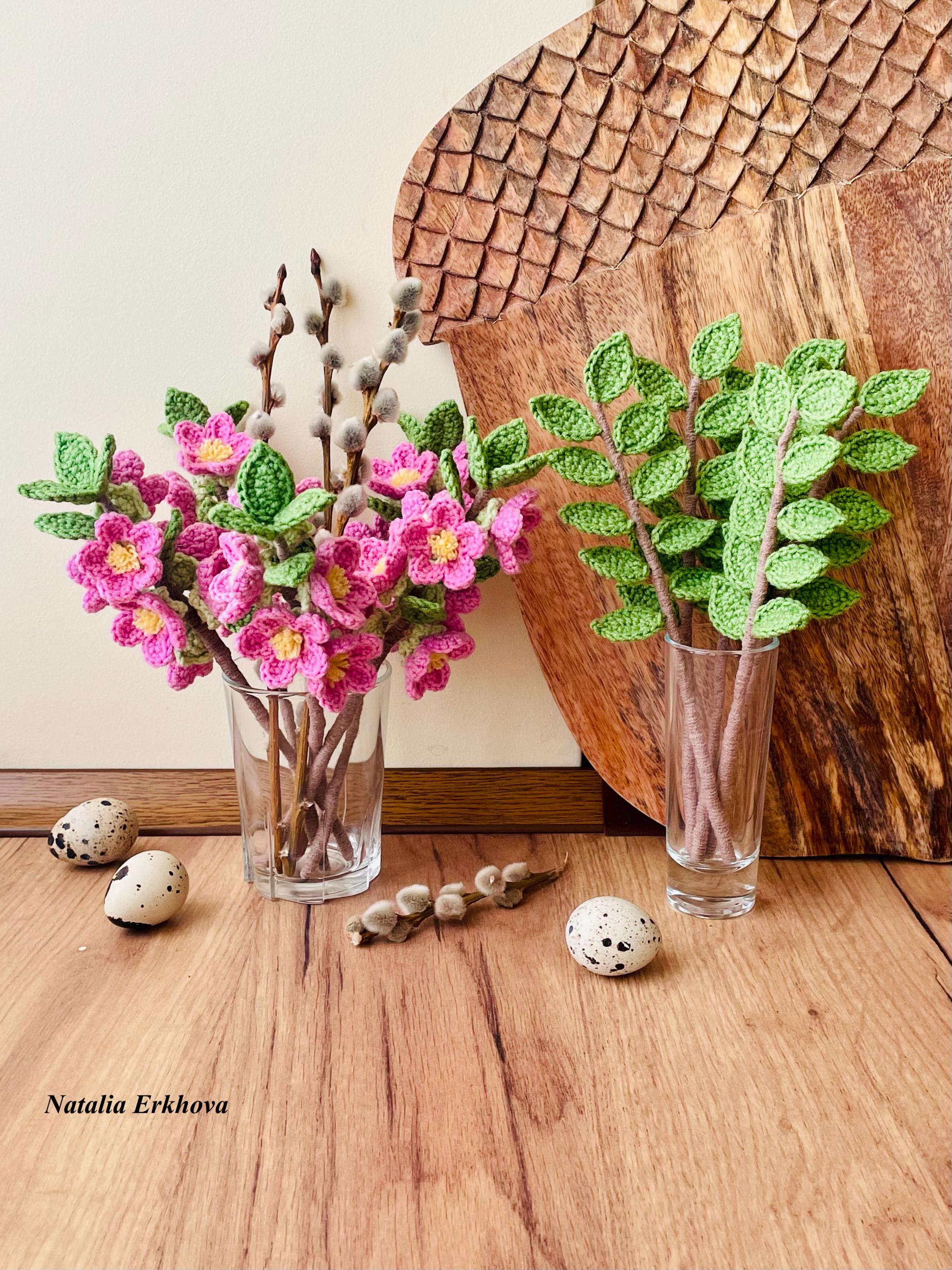 Floral Branch Crochet Pattern PDF – Leaves & Flowers, Botanical