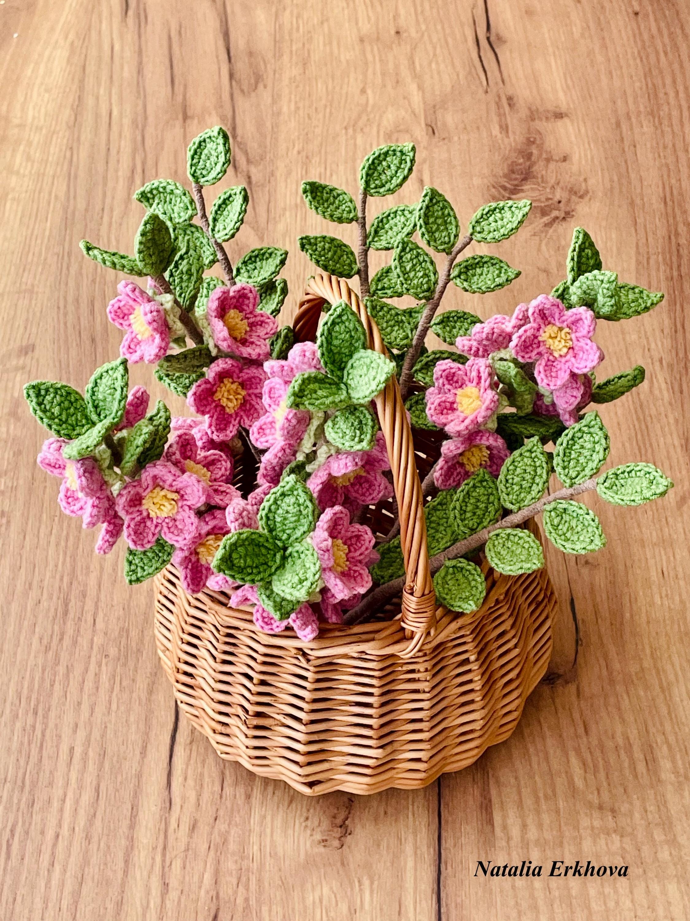Floral Branch Crochet Pattern PDF – Leaves & Flowers, Botanical