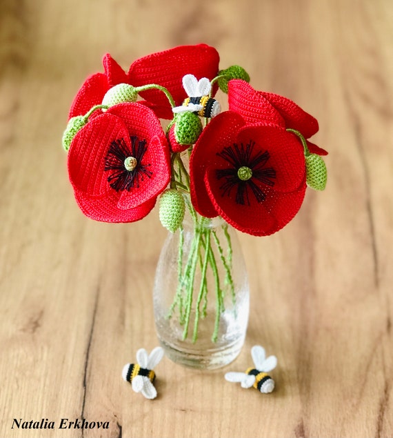 Digital Crochet Pattern Poppy Flower (english Language Only) - Etsy