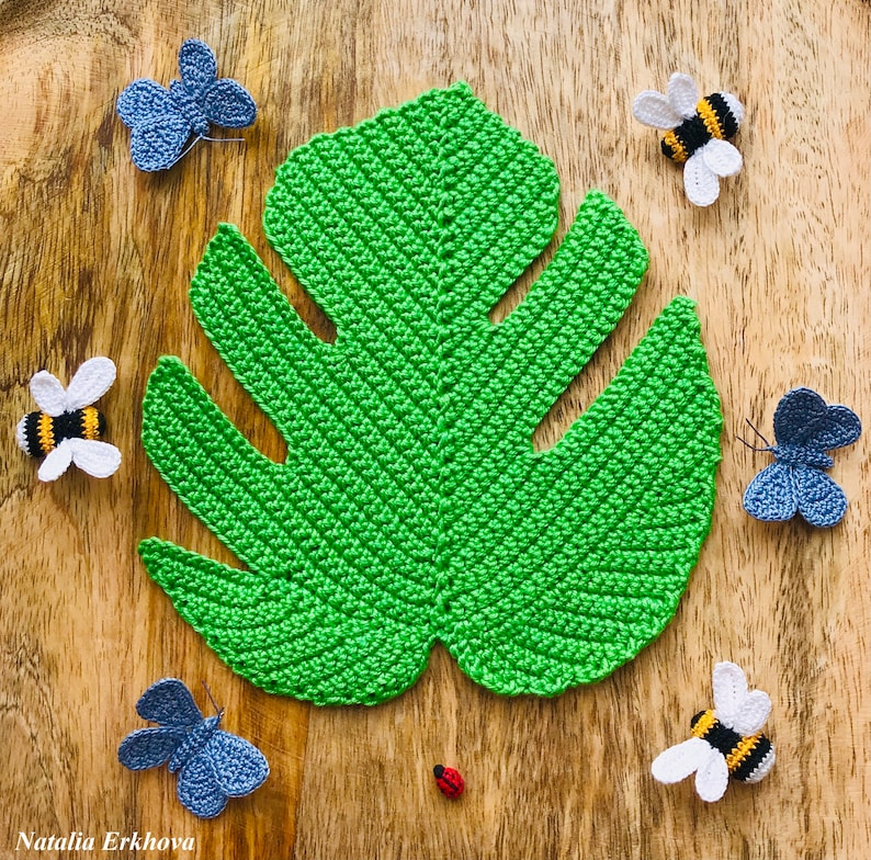 Digital Crochet Pattern Monstera Leaf Coaster Etsy