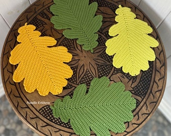 Oak Leaf Crochet Pattern – Coaster / Mug Rug, Autumn & Spring