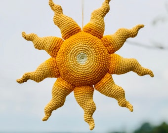 Digital crochet pattern Sun, interior decoration Sun, vintage crochet, instant download, crochet tutorial Sun, home decor, yellow sun