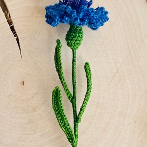 Cornflower Crochet Pattern PDF, Blue Flower Tutorial, Realistic Wildflower, Floral Home Decor, English Only image 5