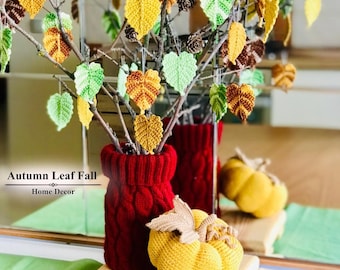 Autumn Leaf Crochet Pattern PDF, Leaf Fall Branch Decor, English US Terms