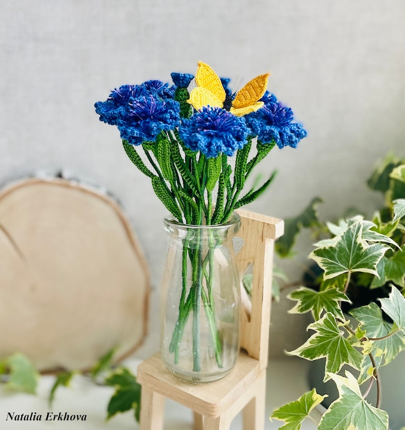 Cornflower Crochet Pattern PDF, Blue Flower Tutorial, Realistic Wildflower, Floral Home Decor, English Only image 10
