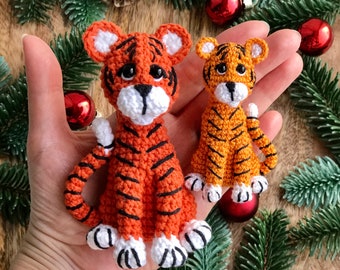 Digital crochet pattern Tiger Cub, a Brooch and a Christmas Tree Toy