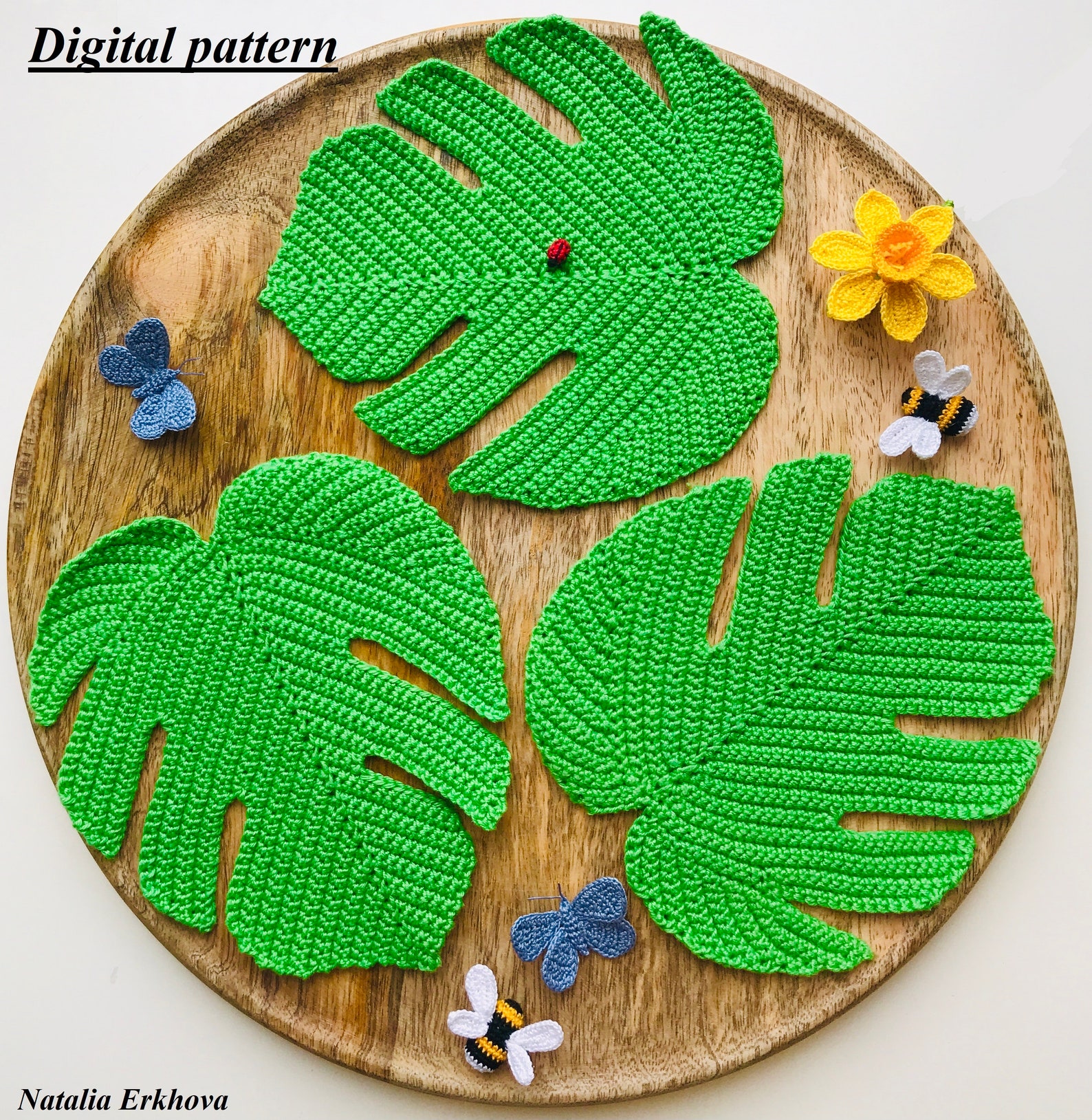 Digital Crochet Pattern Monstera Leaf Coaster Etsy