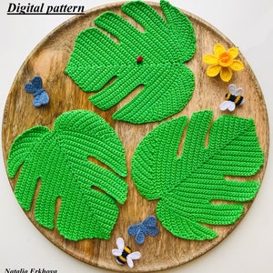 Digital crochet pattern Monstera Leaf Coaster