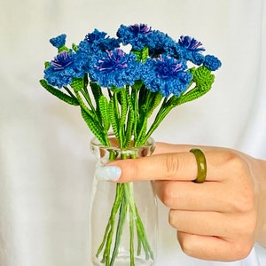 Cornflower Crochet Pattern PDF, Blue Flower Tutorial, Realistic Wildflower, Floral Home Decor, English Only image 3