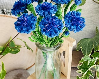 Cornflower Crochet Pattern PDF, Blue Flower Tutorial, Realistic Wildflower, Floral Home Decor, English Only