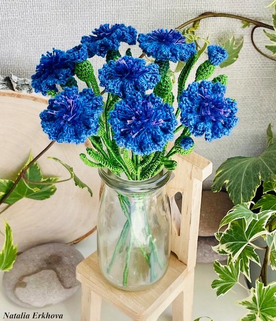 Cornflower Crochet Pattern PDF, Blue Flower Tutorial, Realistic Wildflower, Floral Home Decor, English Only