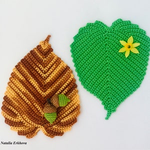 Digital crochet pattern Coaster Leaf, doily pattern, napkin pattern.