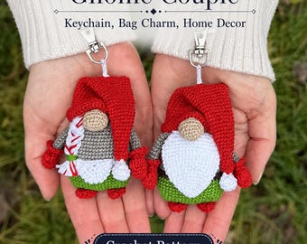 Gnome Couple Keychain Crochet Pattern PDF – Boy & Girl Bag Charm Amigurumi (English)