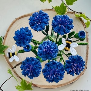 Cornflower Crochet Pattern PDF, Blue Flower Tutorial, Realistic Wildflower, Floral Home Decor, English Only image 4