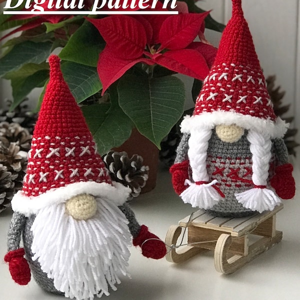 Digital crochet pattern Nordic Gnomes