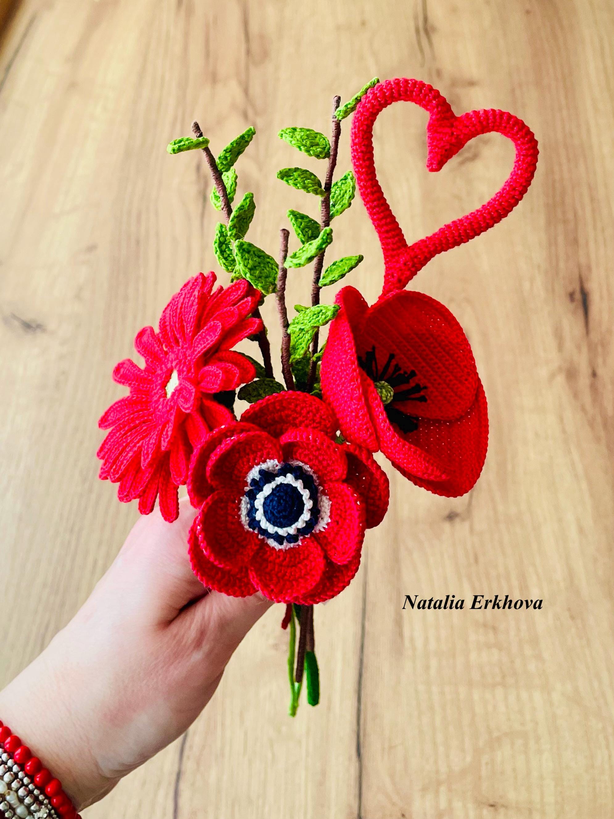 Crochet Anemone Flower Pattern With Stem – Realistic Vase Flower