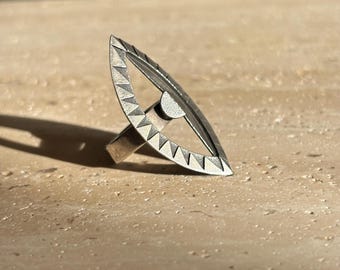 Ethno vintage silver ring eye sun statement ring 925