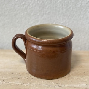 Stoneware pot France jam pot confit pot brown small lard pot salt pot sugar bowl Cottagecore vintage salt container