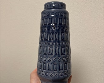 Scheurich Inka West Germany 260-22 vintage ceramic blue vase flower vase midcentury modern mcm large
